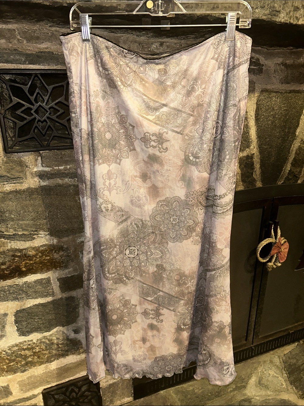 Mesh Mandala Slip Skirt in Browns and Nudes